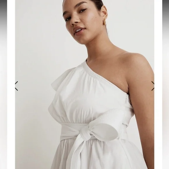 madewell ruffled one shoulder dress Madewell Ruffled One-Shoulder Midi Dress
